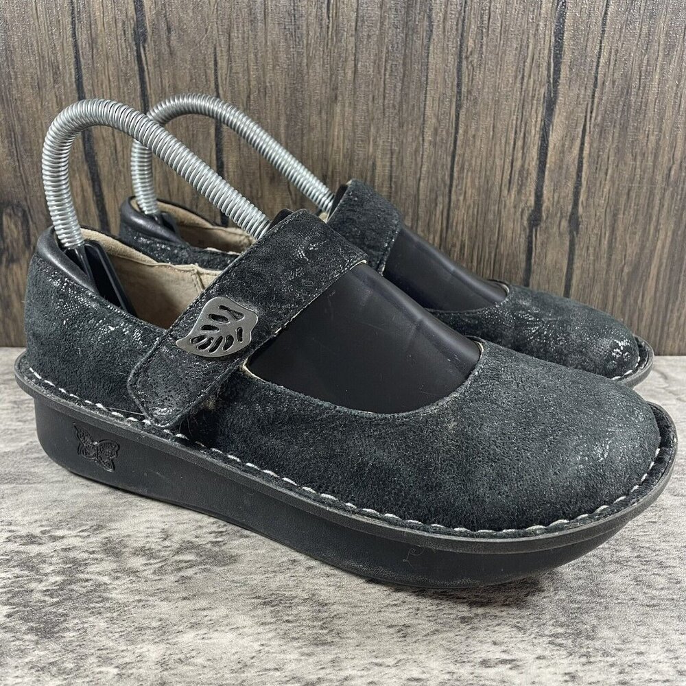 Alegria Women Shoe Paloma Black Leaf Size 6.5 XW EUR 36 Mary Jane Pre Owned